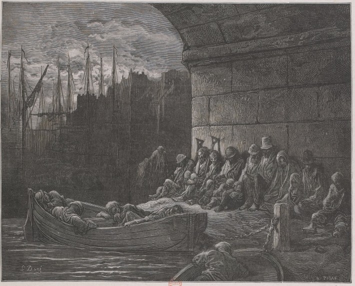 Gustave Doré, Broken Down, planche inédite pour London, a pilgrimage, 1872, BnF/Gallica